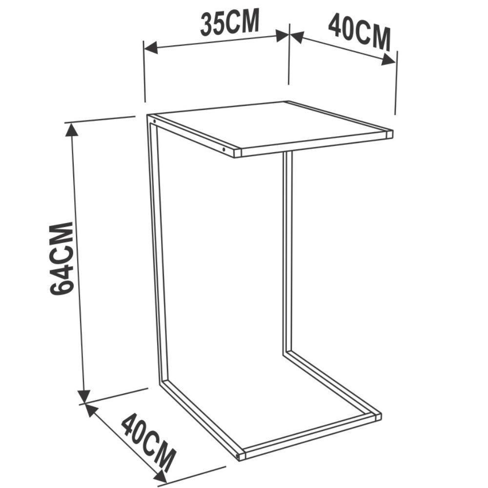 Mesa Lateral 64cm Estrutura Preta - Branca - 3