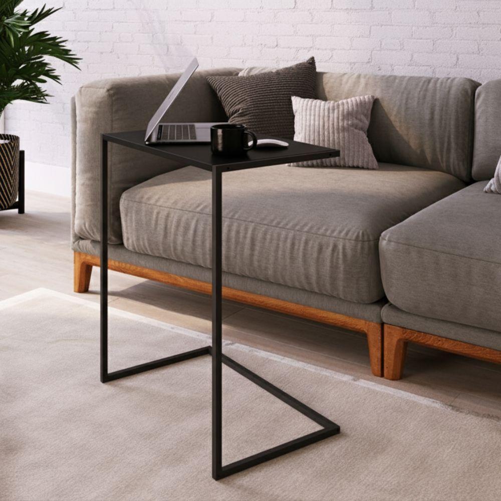 Mesa Lateral 67cm Estrutura Preta - Preta - 2