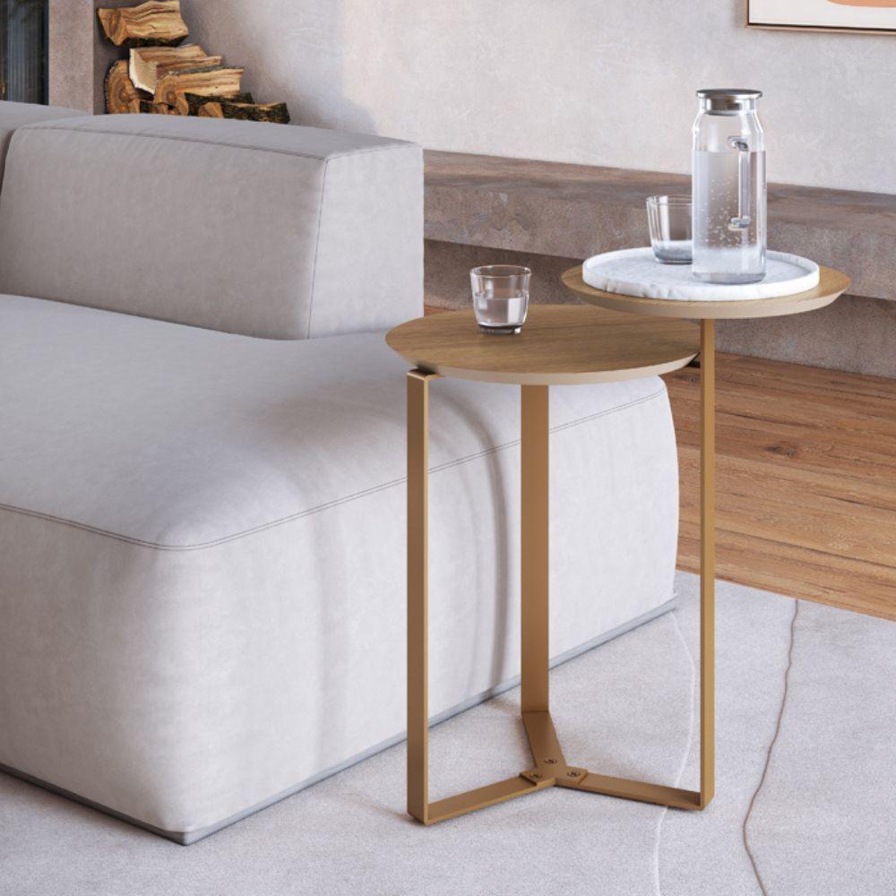 Mesa Lateral Dupla Base Dourada - Hanover - 4