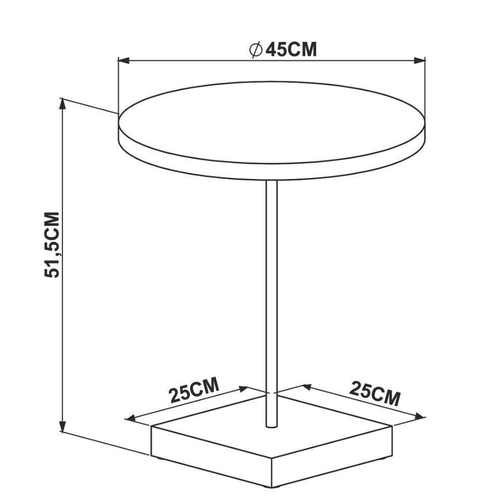 Mesa Lateral 52cm Estrutura Dourada - Nero - 3