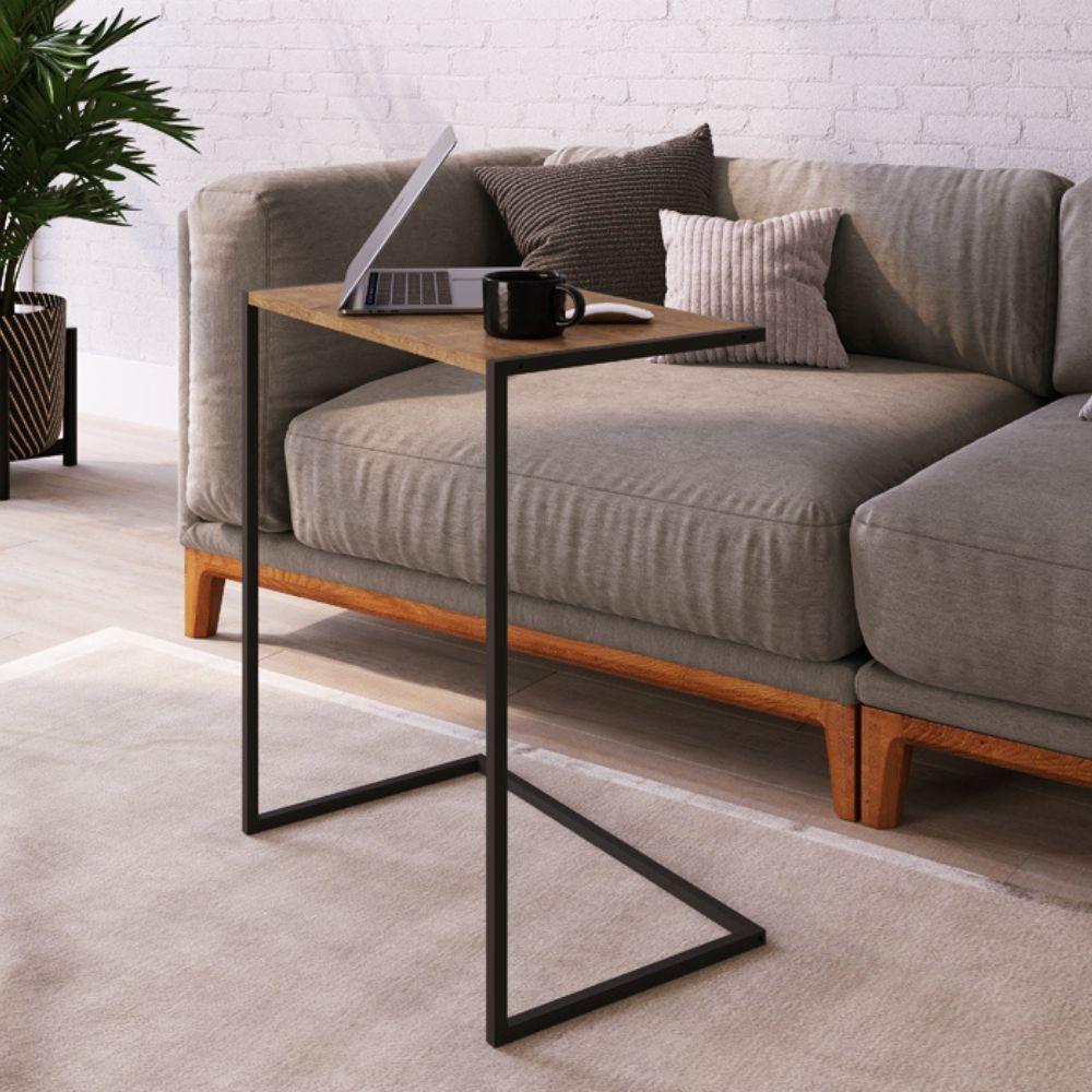 Mesa Lateral 67cm Estrutura Preta - Vermont - 2