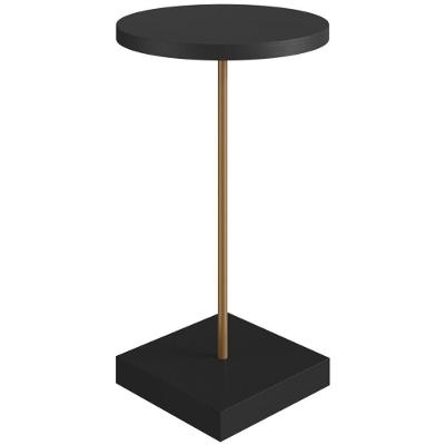 Mesa Lateral Redonda 60cm Estrutura Dourada - Preto