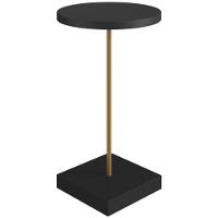 Mesa Lateral Redonda 60cm Estrutura Dourada - Preto - 1