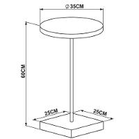 Mesa Lateral Redonda 60cm Estrutura Dourada - Preto - 3