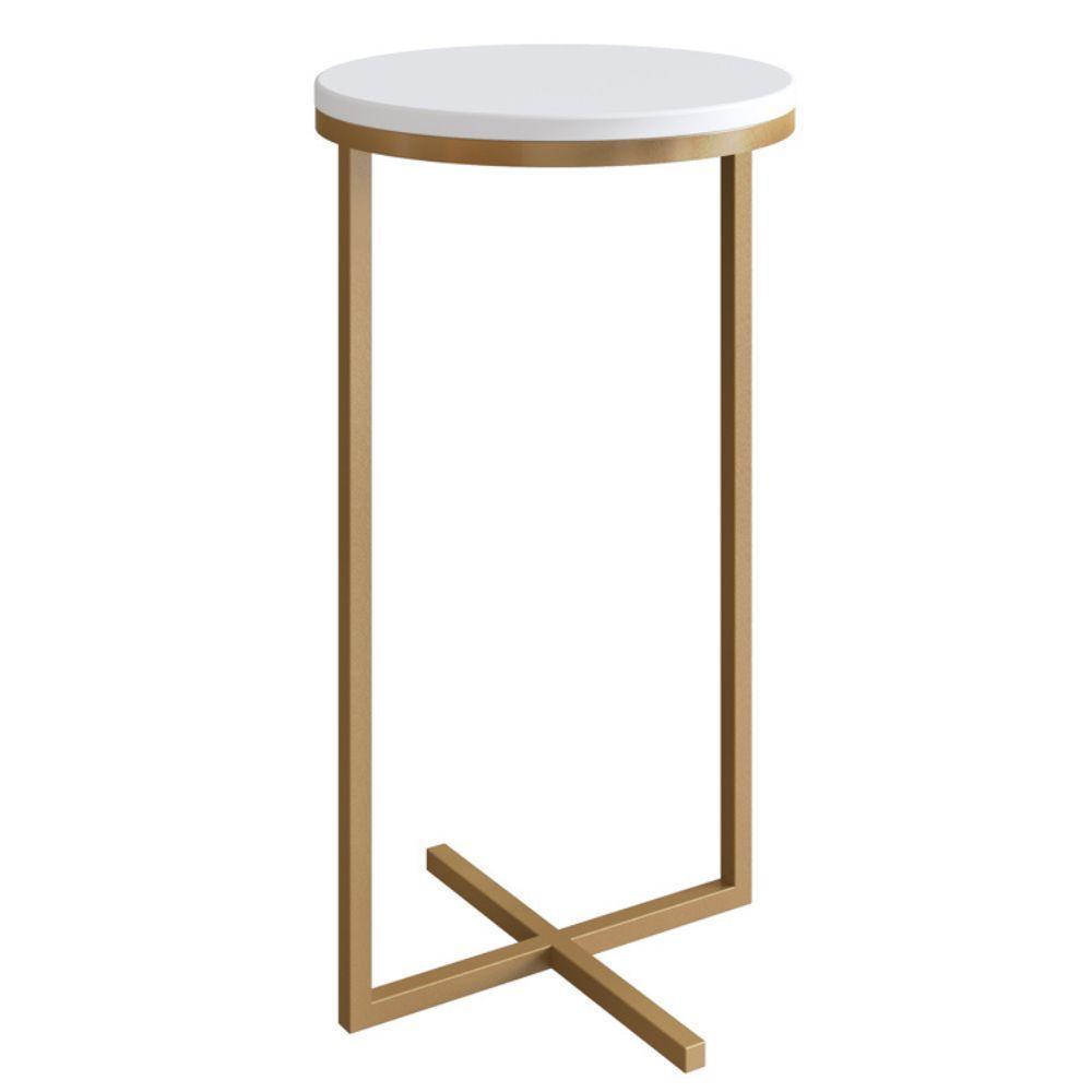 Mesa Volpi Alta Estrutura Dourada - Branca - 1