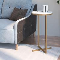 Mesa Volpi Alta Estrutura Dourada - Branca - 2