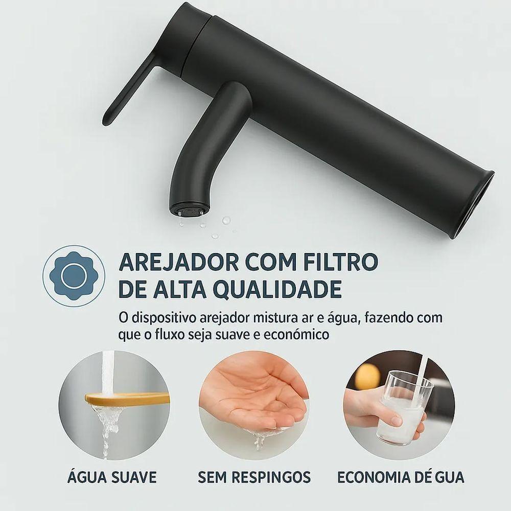 Torneira Monocomando Banheiro Lavabo Mesa Bancada Aerador Misturador Agua Fria Quente Pia Lavanderia Hotel Restaurante - 3