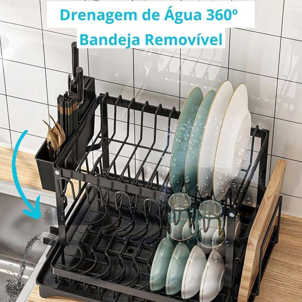 Escorredor De Louça Prato Copo Talheres Utensilios Pia Mesa Bancada Cozinha Multiuso Limpeza Resistente - 4