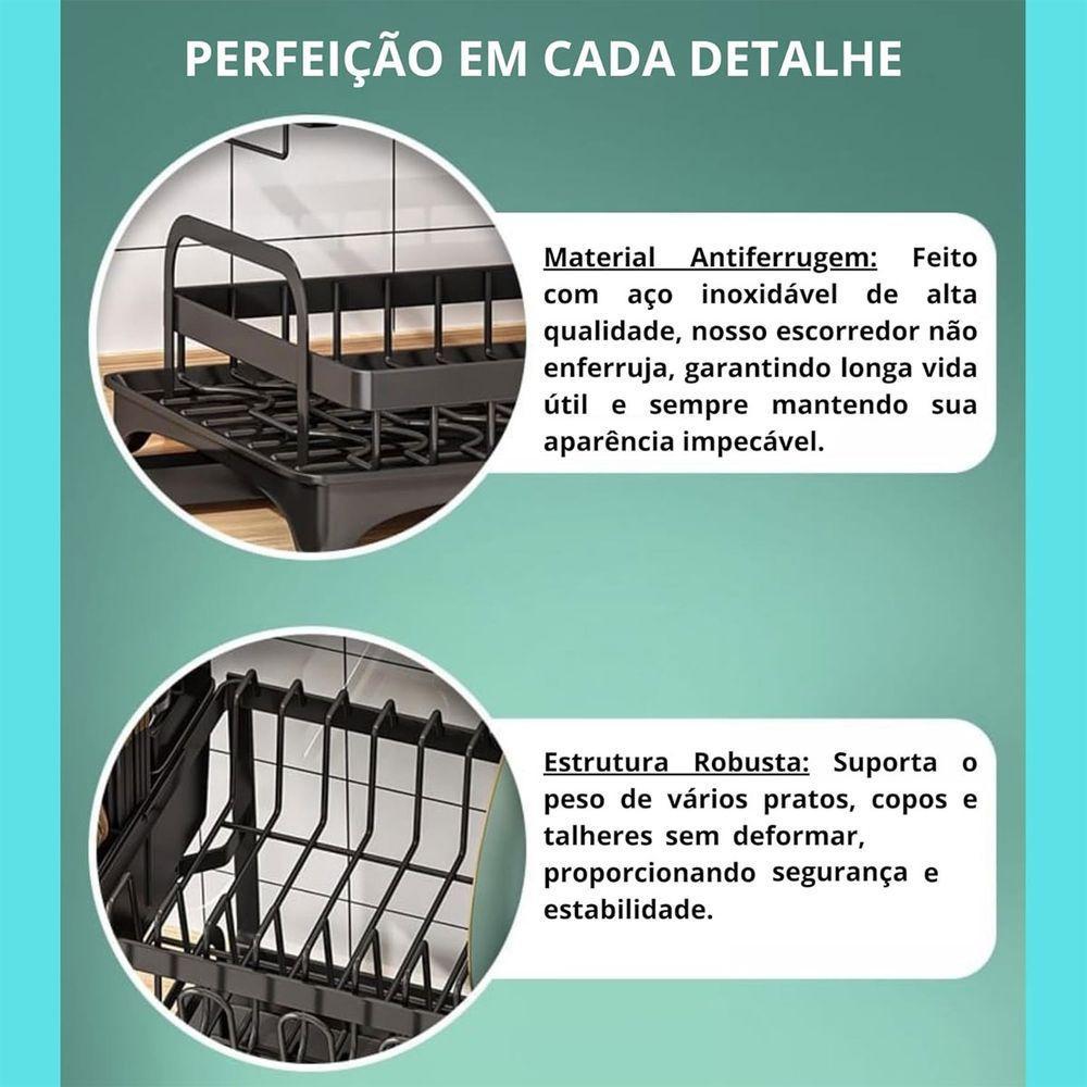 Escorredor De Louça Prato Copo Talheres Utensilios Pia Mesa Bancada Cozinha Multiuso Limpeza Resistente - 5