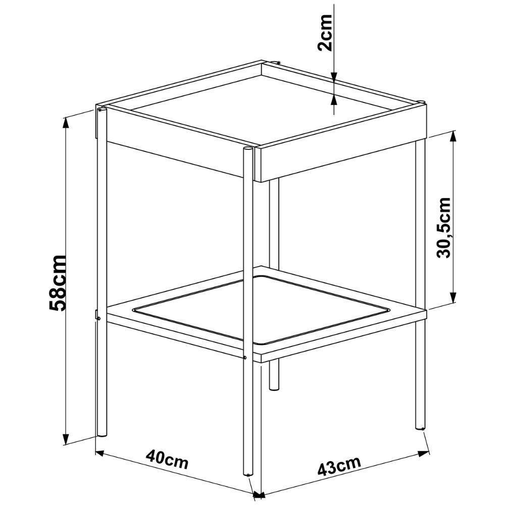 Mesa Lateral Com Pés Metálicos Oslo - Nero - 3
