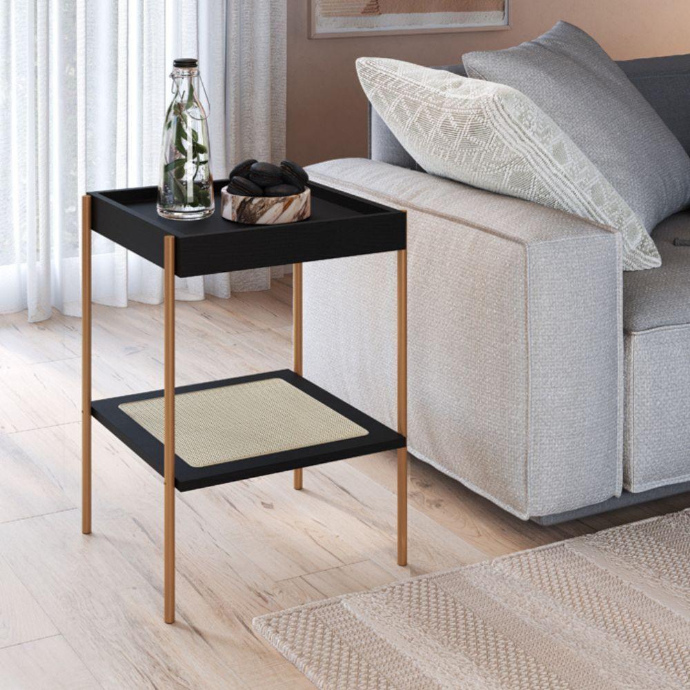 Mesa Lateral Com Pés Metálicos Oslo - Nero - 4