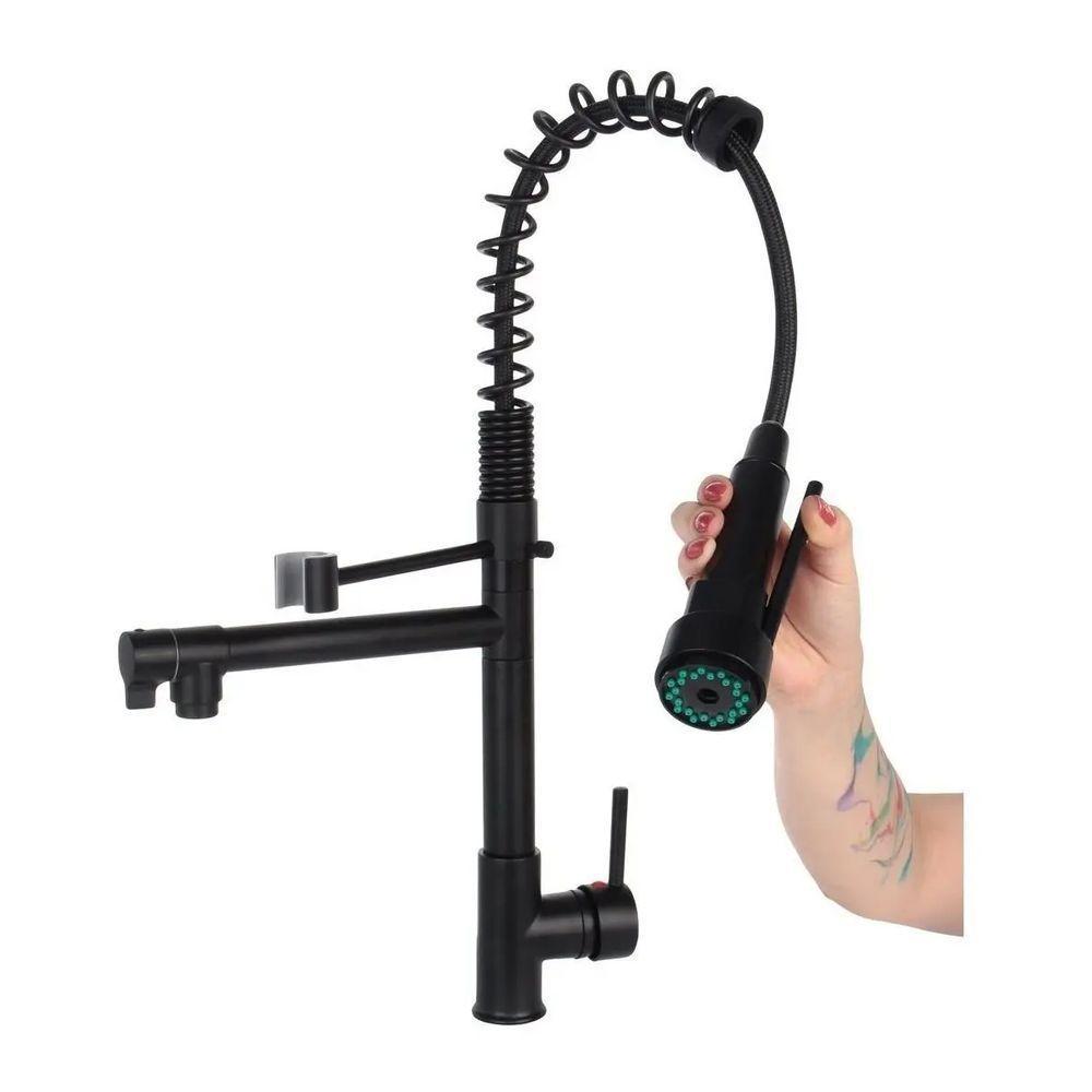 Torneira Gourmet Luxo Cozinha Monocomando Dois Jatos Aerador Misturador Agua Quente Fria Mesa Bancada Resistente - 2