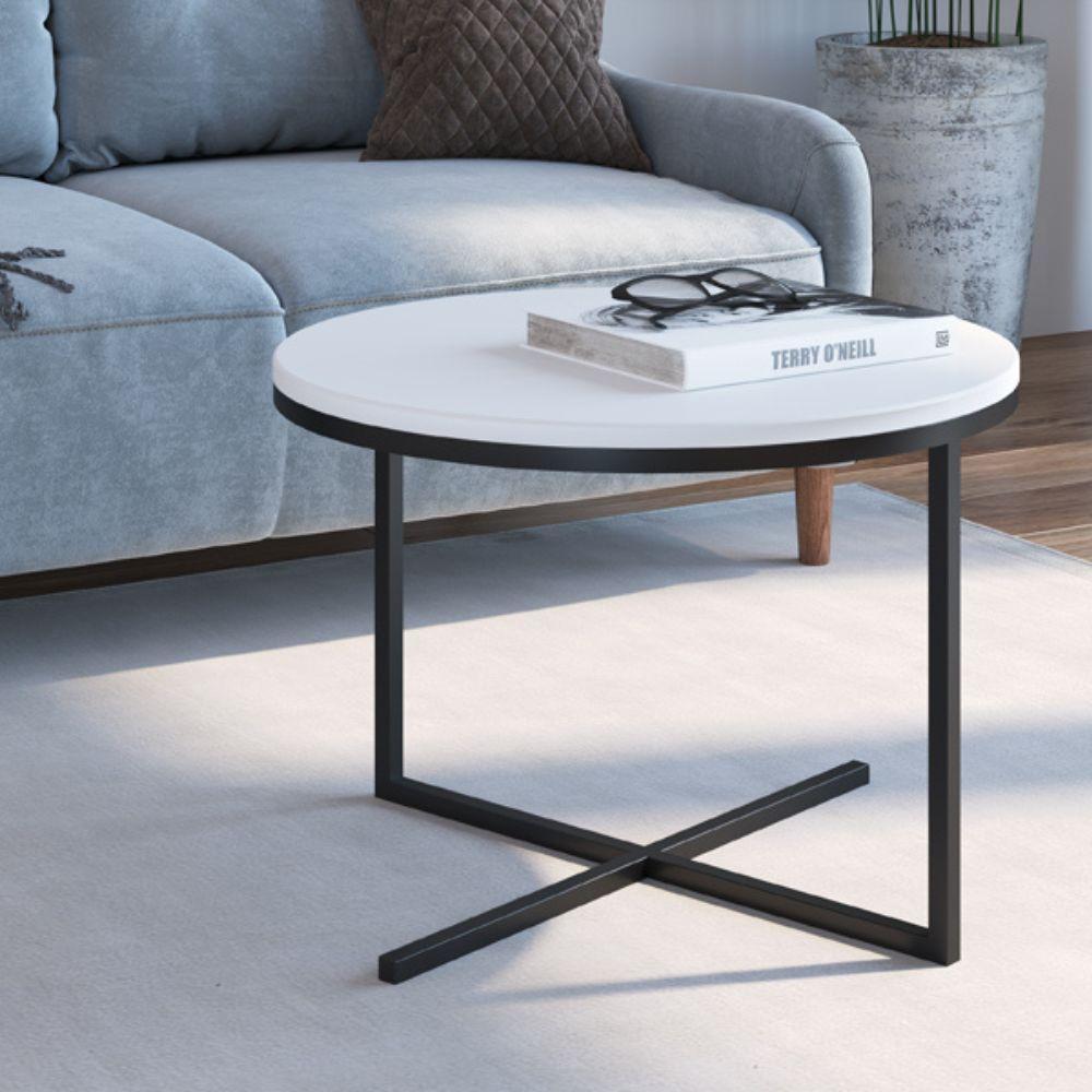 Mesa Volpi Baixa Estrutura Preta - Branca - 2