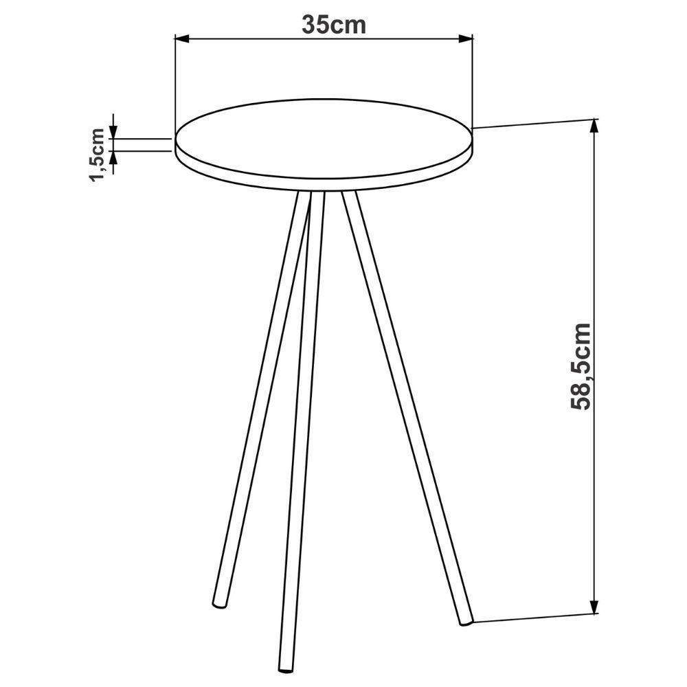 Mesa Lateral 60cm Pé Palito - Nero - 3