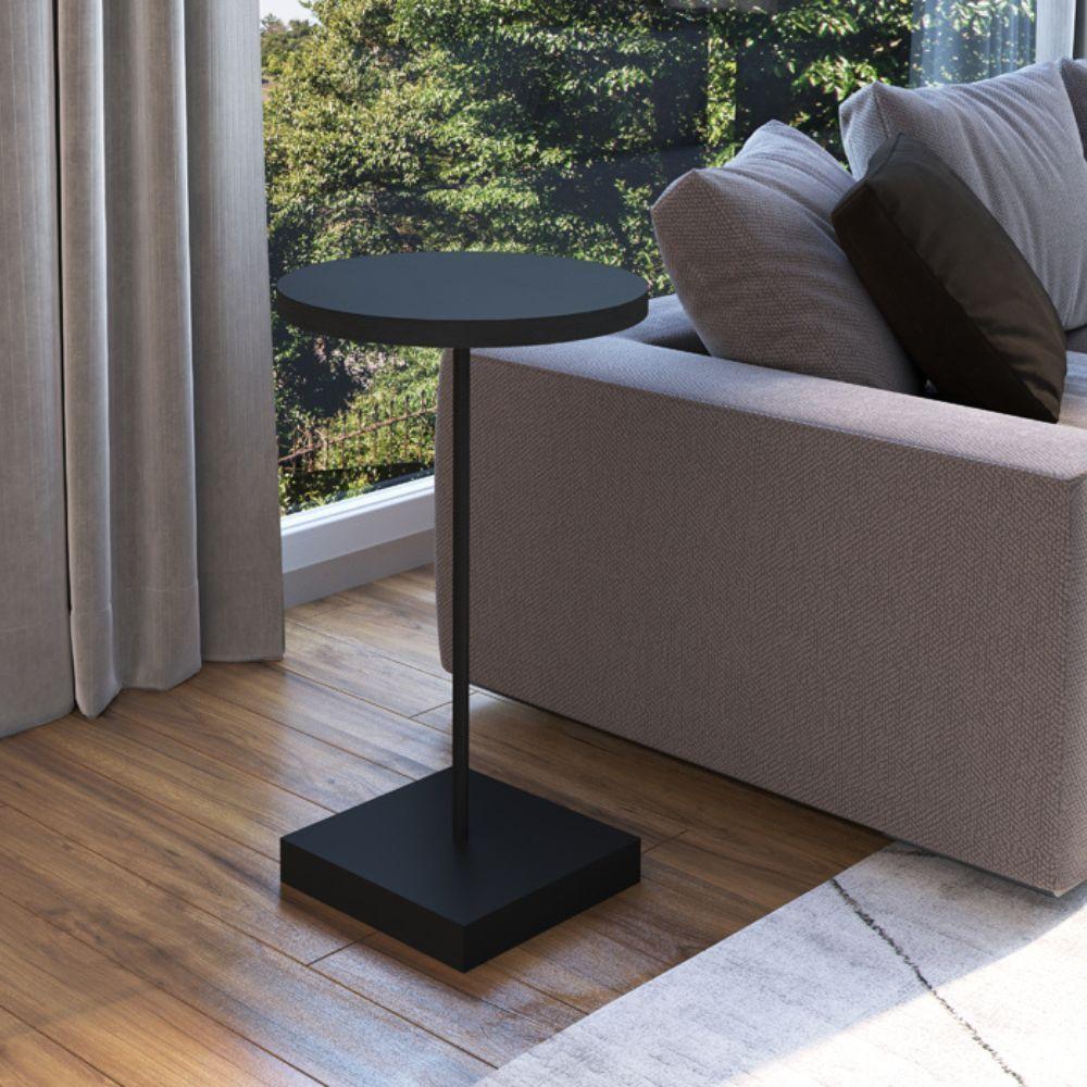 Mesa Lateral Redonda 60cm Estrutura Preta - Nero - 2