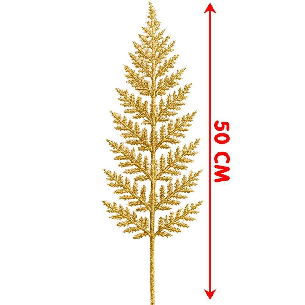 Ramos Galhos Arranjo Dourado Enfeite Natalino 50cm Kit 6pçs - 4