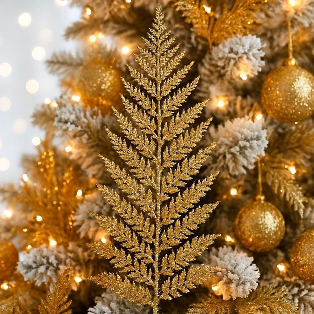 Ramos Galhos Arranjo Dourado Enfeite Natalino 50cm Kit 18pçs - 2