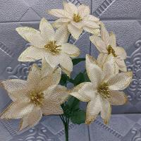 Buquê 5 Galhos Dourado Metalizados Natalino 30cm Kit 12pçs - 2