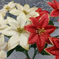 Buquê 5 Galhos Metalizados Enfeite Natalino 30cm Kit 24pçs - 2