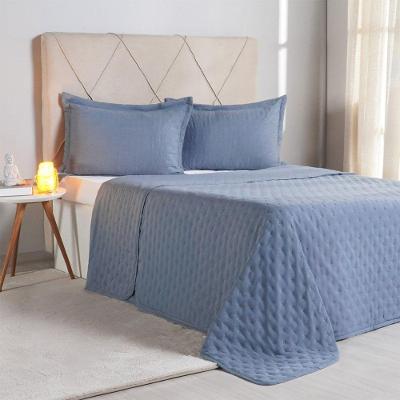 Kit Colcha King Miraggio New Soft 100% Poliéster 260x280cm Azul Cobalt