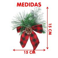 Arranjo Laço Pinheiro Enfeite Natalino Xadrez 15cm Kit 12pçs - 4