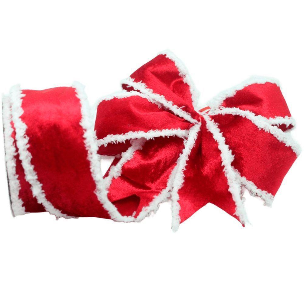 Kit 5 Fitas Aramadas Vermelha Decoração Natalina 6,3cm 9,14m - 4