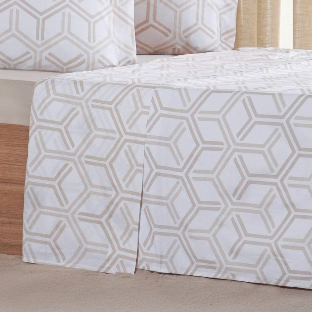 Jogo De Cama Casal 4 Pçs 200 Fios 100% Algodão 140x190x35cm Rayon - 5