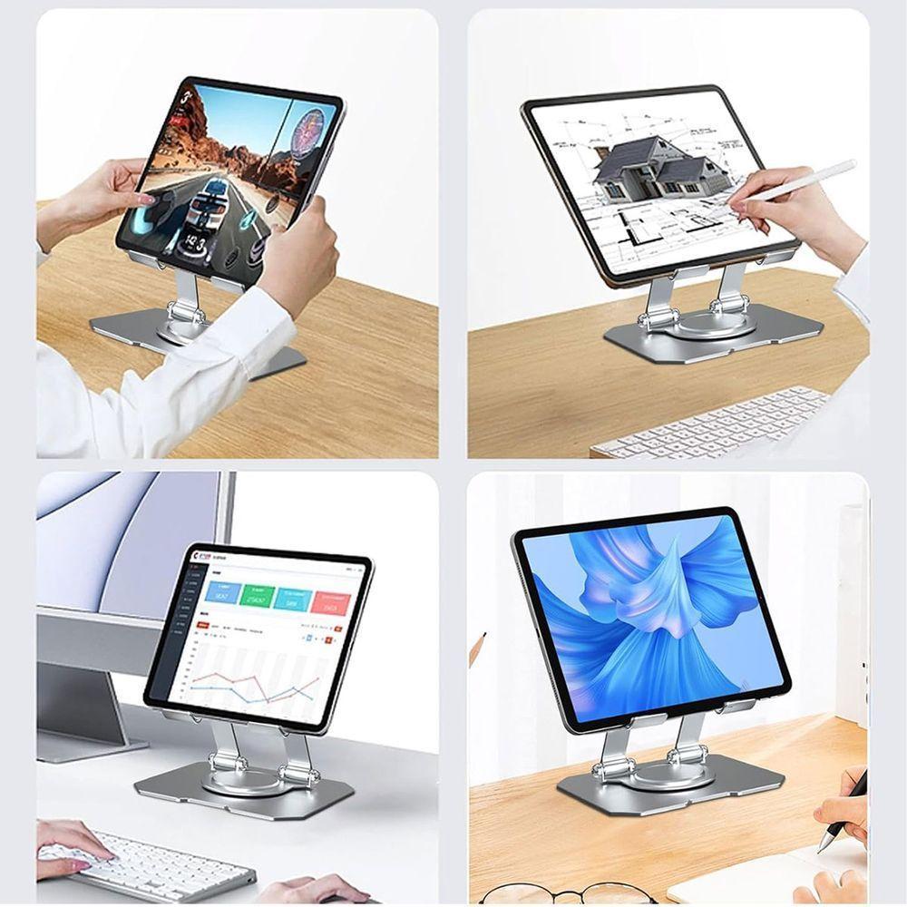 Suporte Mesa Notebook Tablet Celular Dobravel 360 Graus Aço Carbono Giratorio Ajustavel Laptop Netbook Resistente Antidarrante - 6