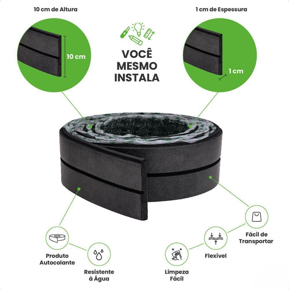 Painel Ripado De Eva Laminado Autocolante Flexível Rolo 10mt Linha Urban Plus Black Com Textura | Preto - 4