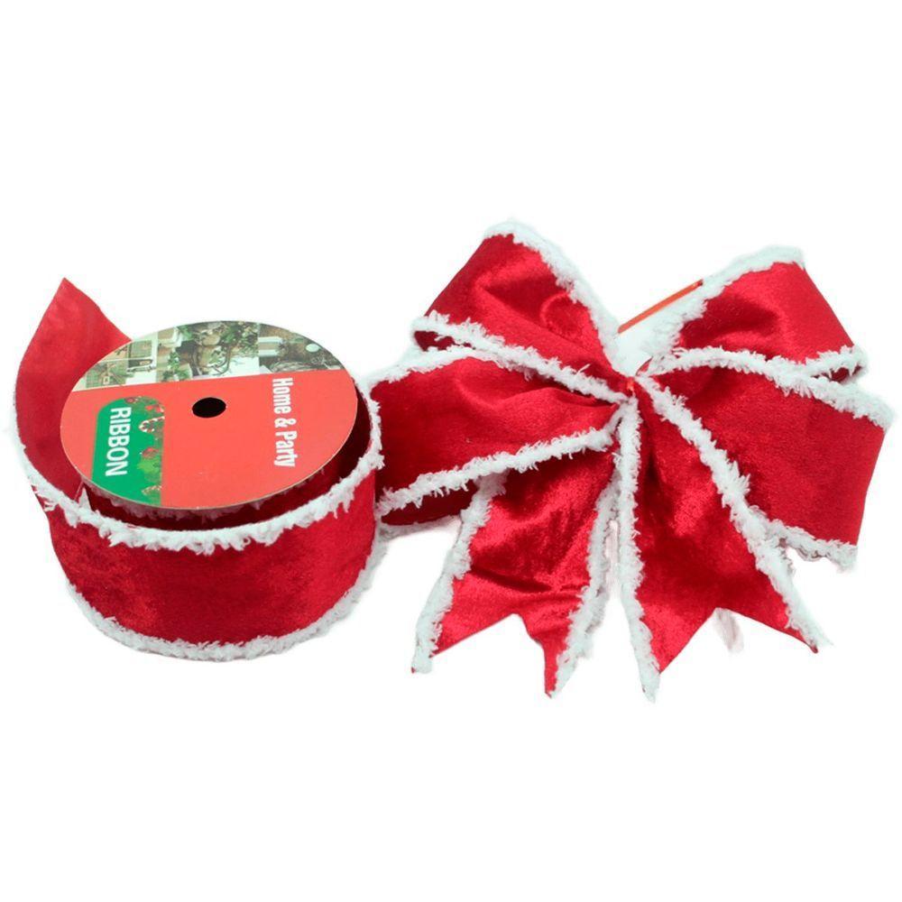 Kit 6 Fitas Aramadas Vermelha Decoração Natalina 6,3cm 9,14m - 5