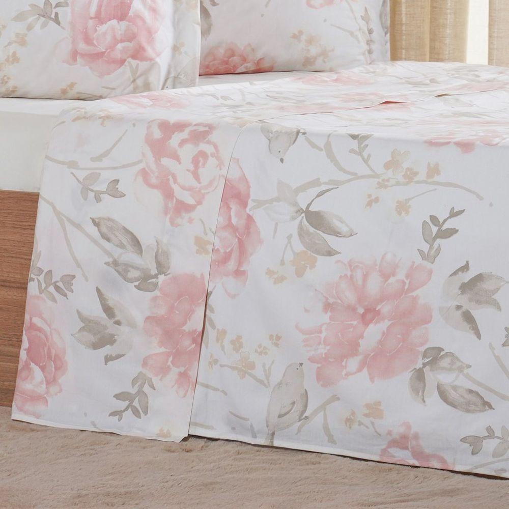 Jogo De Cama Casal 4 Pçs 200 Fios 100% Algodão 140x190x35cm Aquarelle - 5