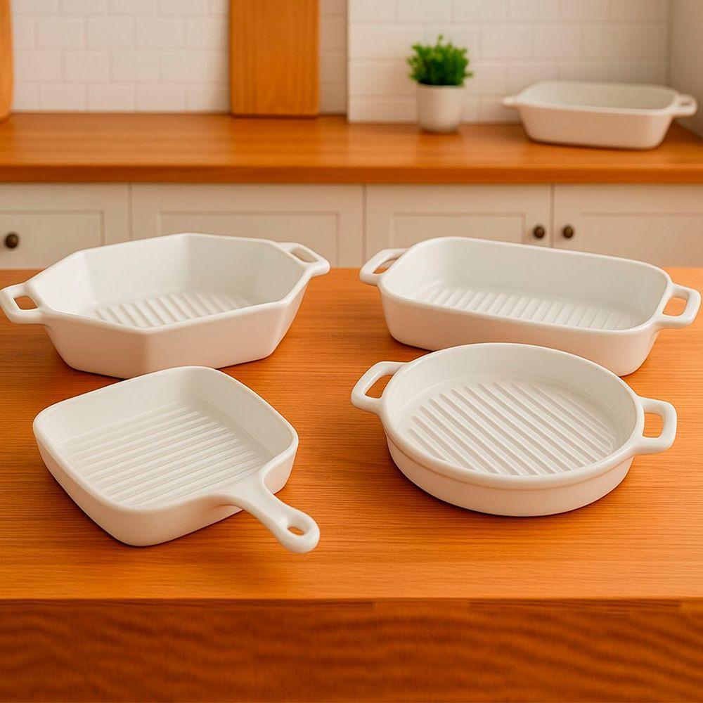 Travessas Assadeiras Petisqueiras Cerâmica Servir Jogo 4pçs - 1