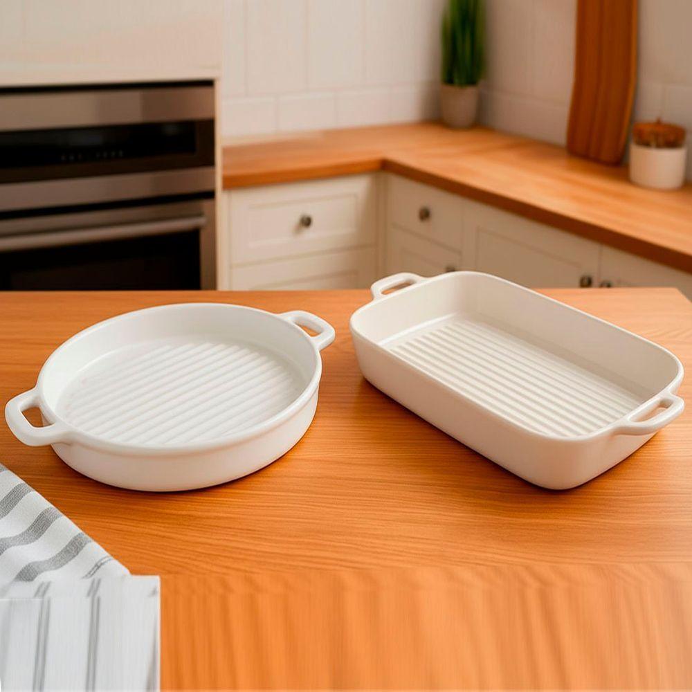 Travessas Assadeiras Petisqueiras Cerâmica Servir Kit 2pçs - 1