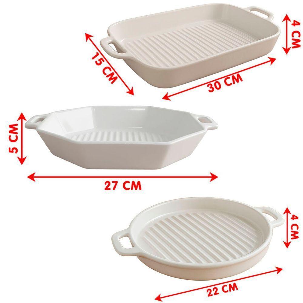 Travessas Petisqueiras Assadeiras Cerâmica Servir Jogo 3pçs - 6