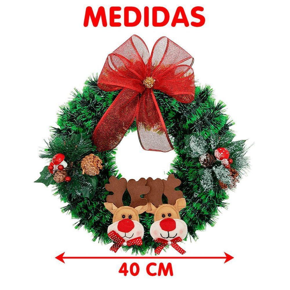 Guirlanda Natalina Decoração De Porta Noel Rena Urso De 40cm E - 3