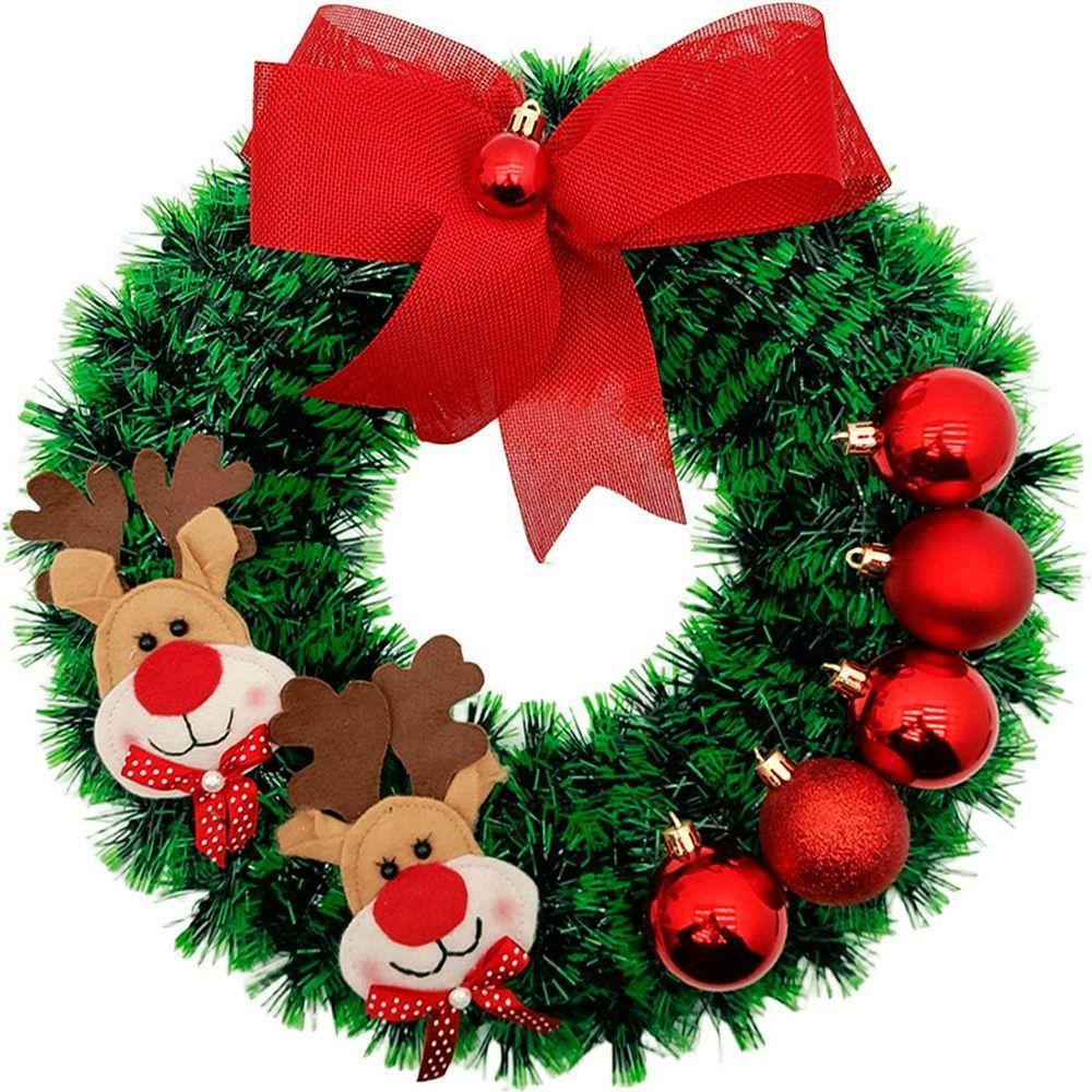 Guirlanda Natalina Decoração De Porta Noel Rena Urso De 40cm B - 1