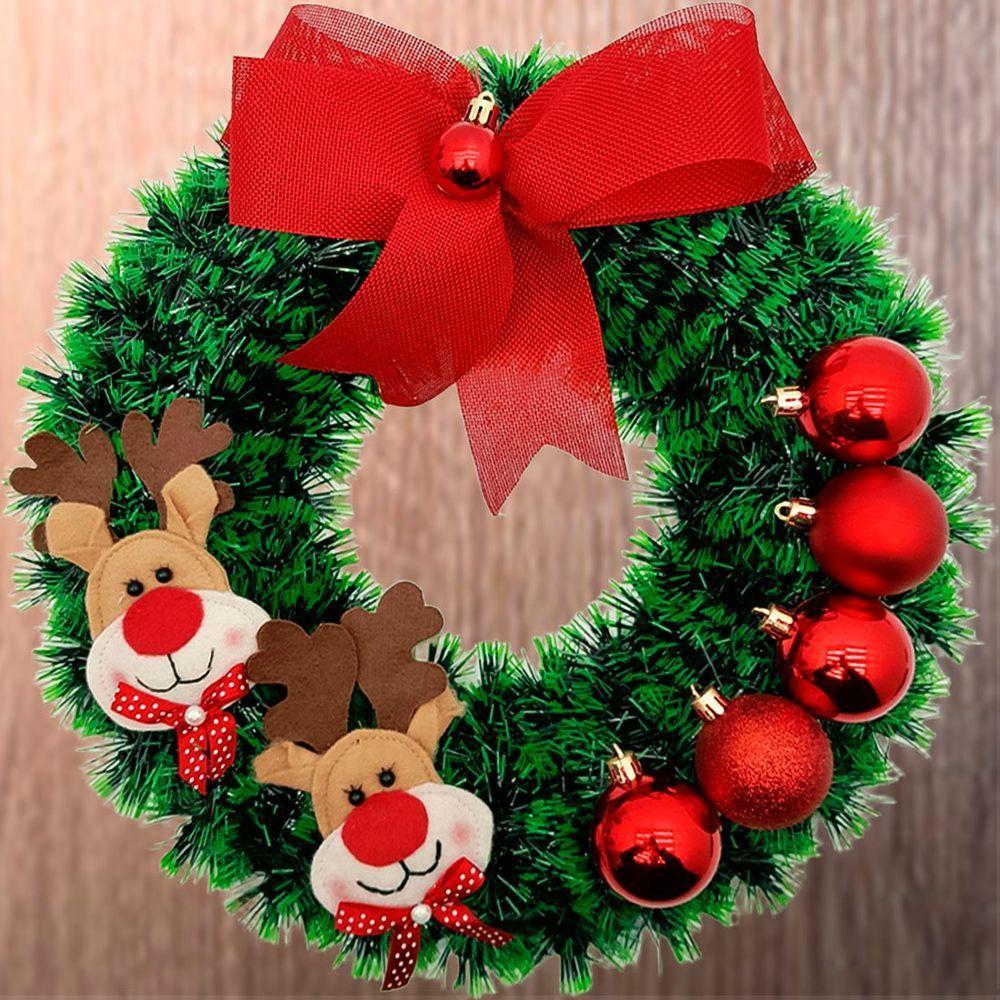 Guirlanda Natalina Decoração De Porta Noel Rena Urso De 40cm B - 2