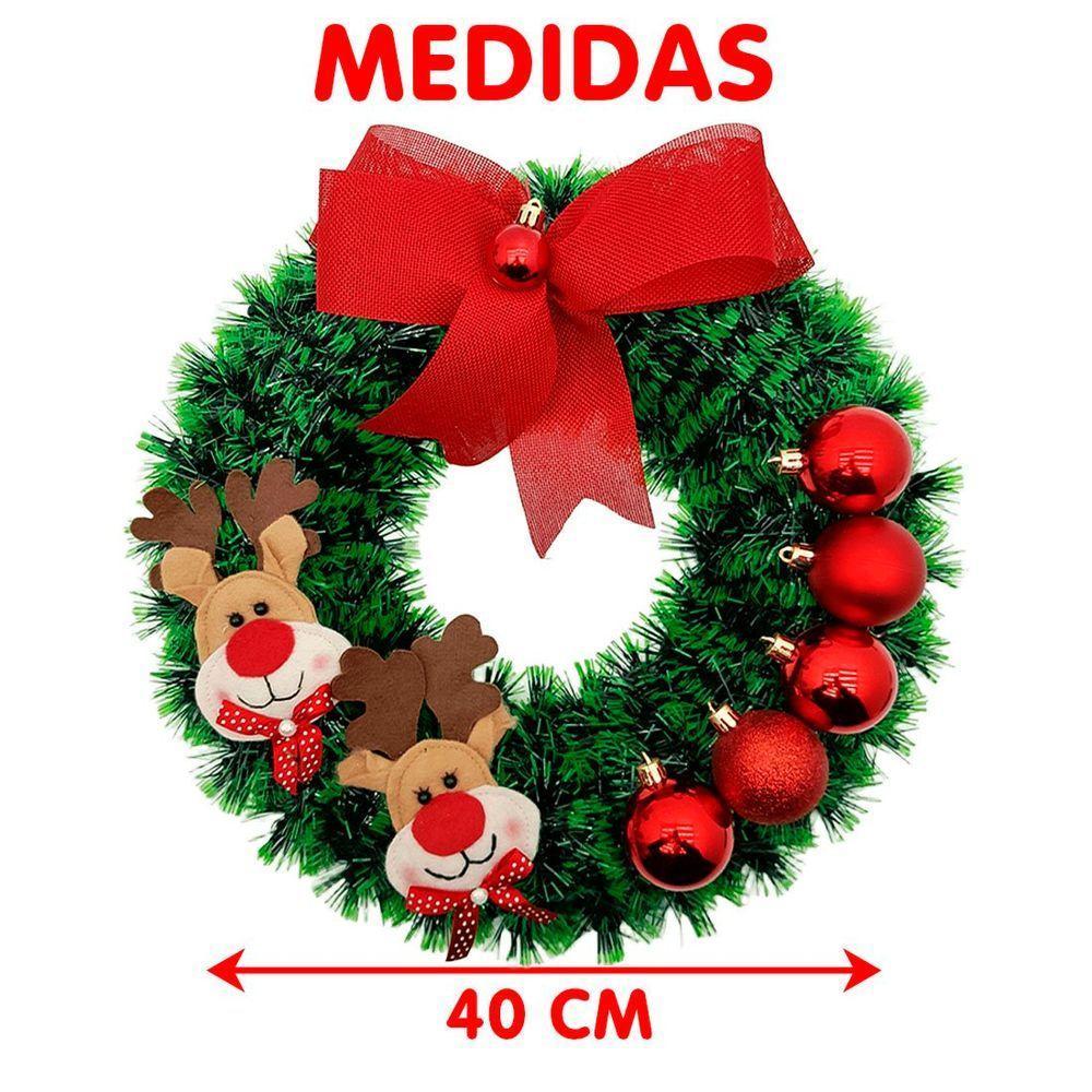 Guirlanda Natalina Decoração De Porta Noel Rena Urso De 40cm B - 3