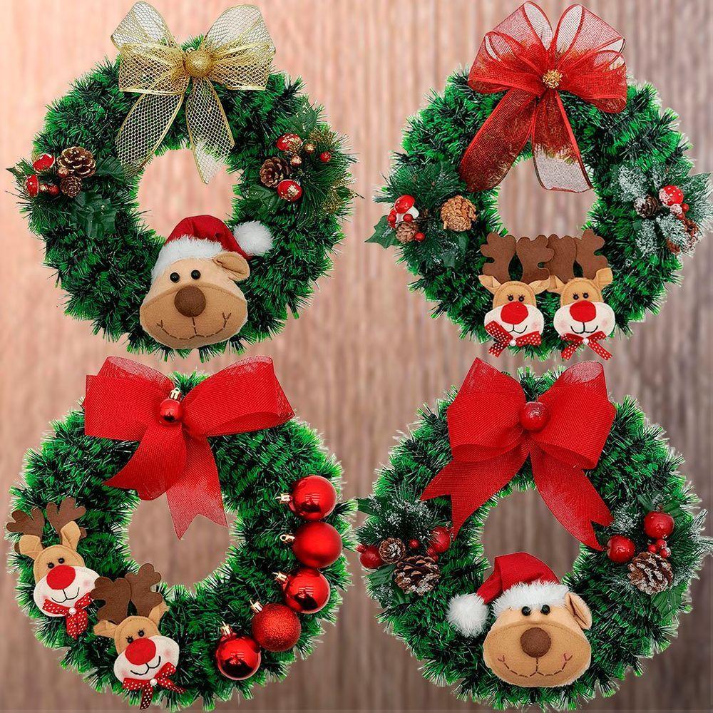 Guirlanda Natalina Decoração De Porta Noel Rena Urso De 40cm B - 5