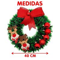 Guirlanda Natalina Decoração De Porta Noel Rena Urso De 40cm B - 3