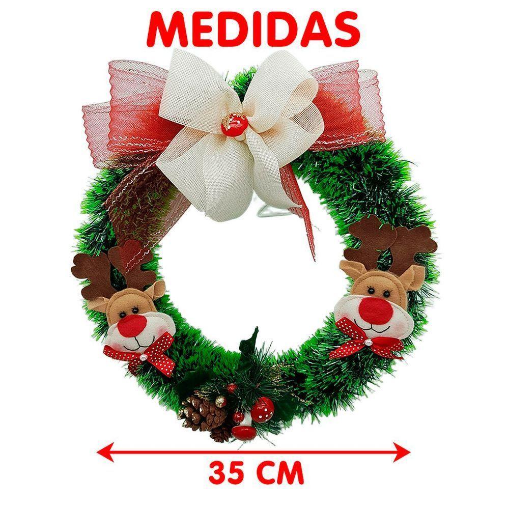 Guirlanda Natalina Decoração De Porta Noel Rena Urso De 35cm A - 3