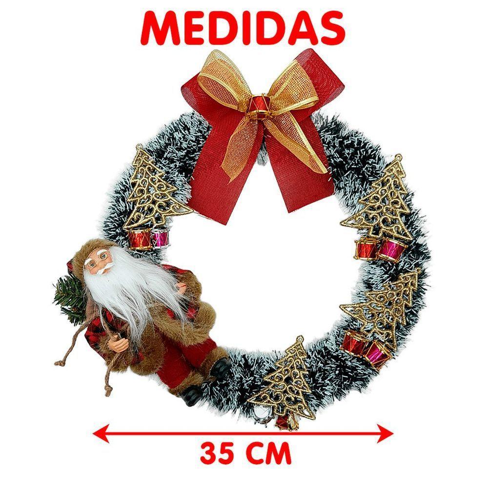 Guirlanda Natalina Decoração De Porta Noel Rena Urso De 35cm B - 3