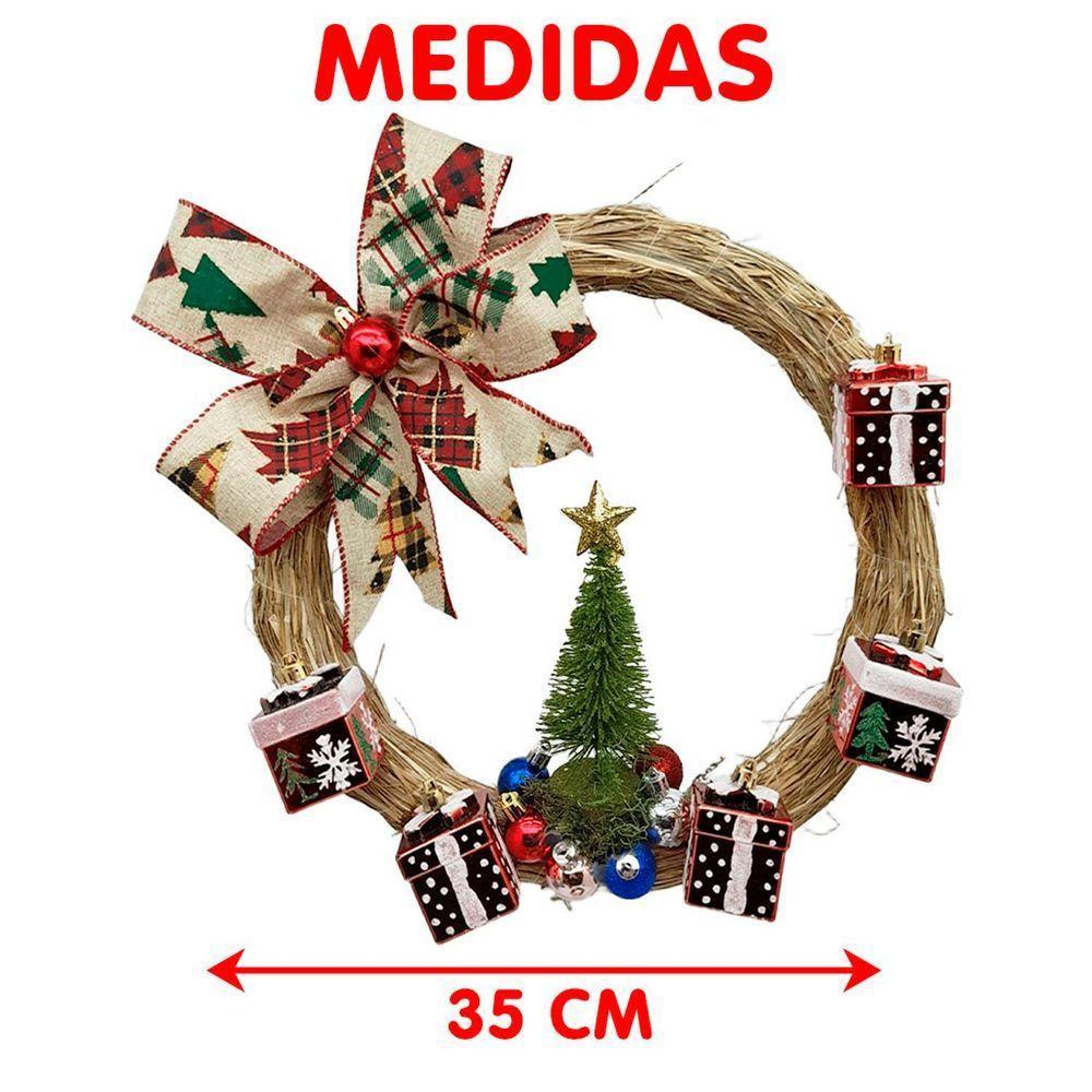 Guirlanda Natalina Decoração De Porta Noel Rena Urso De 35cm B - 6
