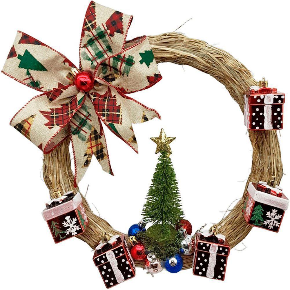 Guirlanda Natalina Decoração De Porta Noel Rena Urso De 35cm D - 1