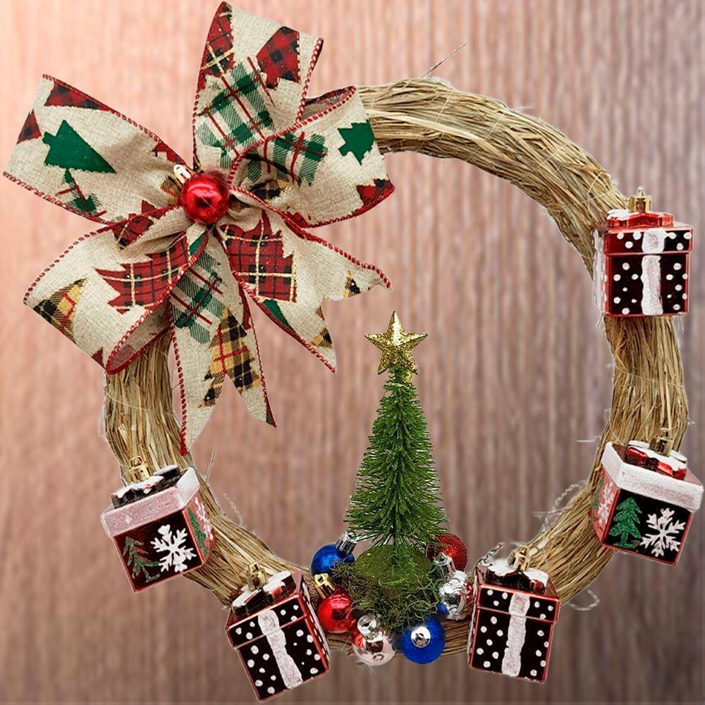 Guirlanda Natalina Decoração De Porta Noel Rena Urso De 35cm D - 2