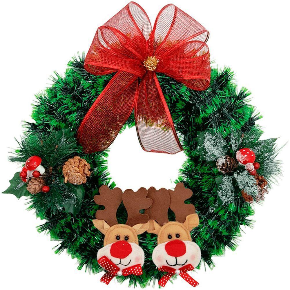Guirlanda Natalina Decoração De Porta Noel Rena Urso De 40cm D - 1