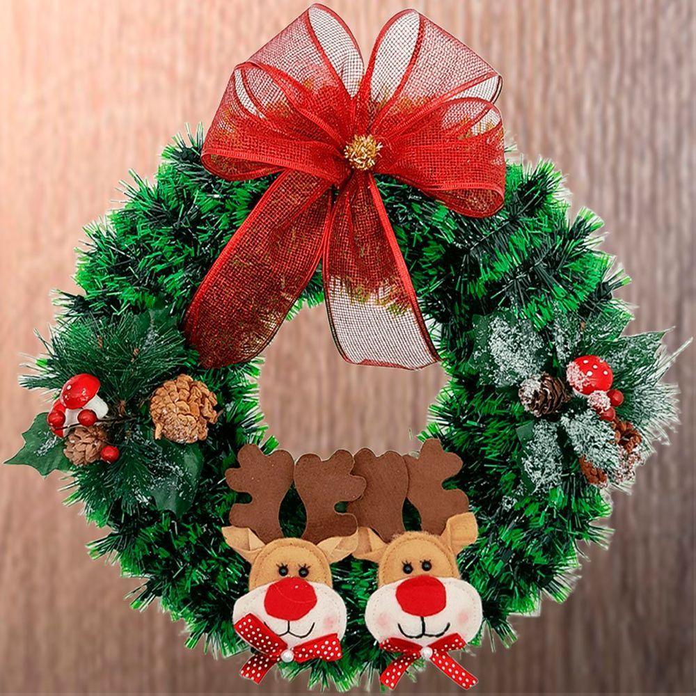 Guirlanda Natalina Decoração De Porta Noel Rena Urso De 40cm D - 2