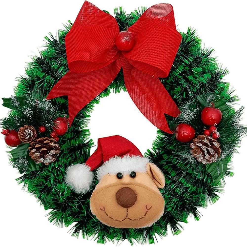 Guirlanda Natalina Decoração De Porta Noel Rena Urso De 40cm C - 1