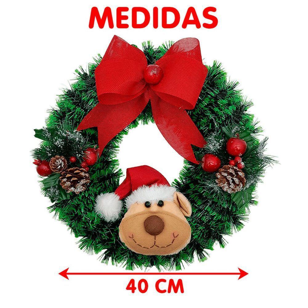 Guirlanda Natalina Decoração De Porta Noel Rena Urso De 40cm C - 3