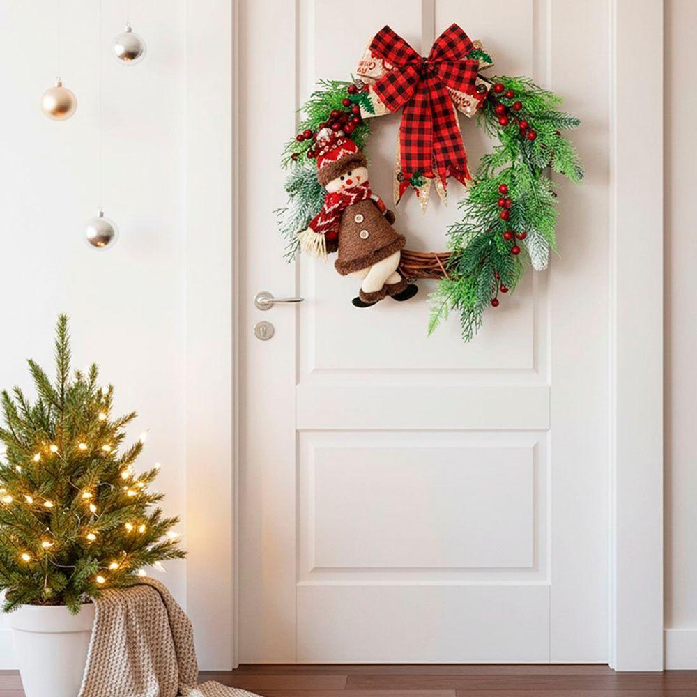 Guirlanda Natalina Enfeite Boneco De Neve Porta Arranjo 45cm - 2
